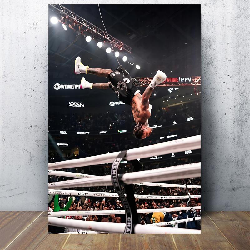 Javonta Davis Boxing Canvas Art Poster - 30.48x 45.72cm inches, Unframed - Dynamic Wrestler Action Scene, High-Quality Canvas - Suitable for Bedroom and Office Decoration, Ideal Gift for Sports Enthusiasts