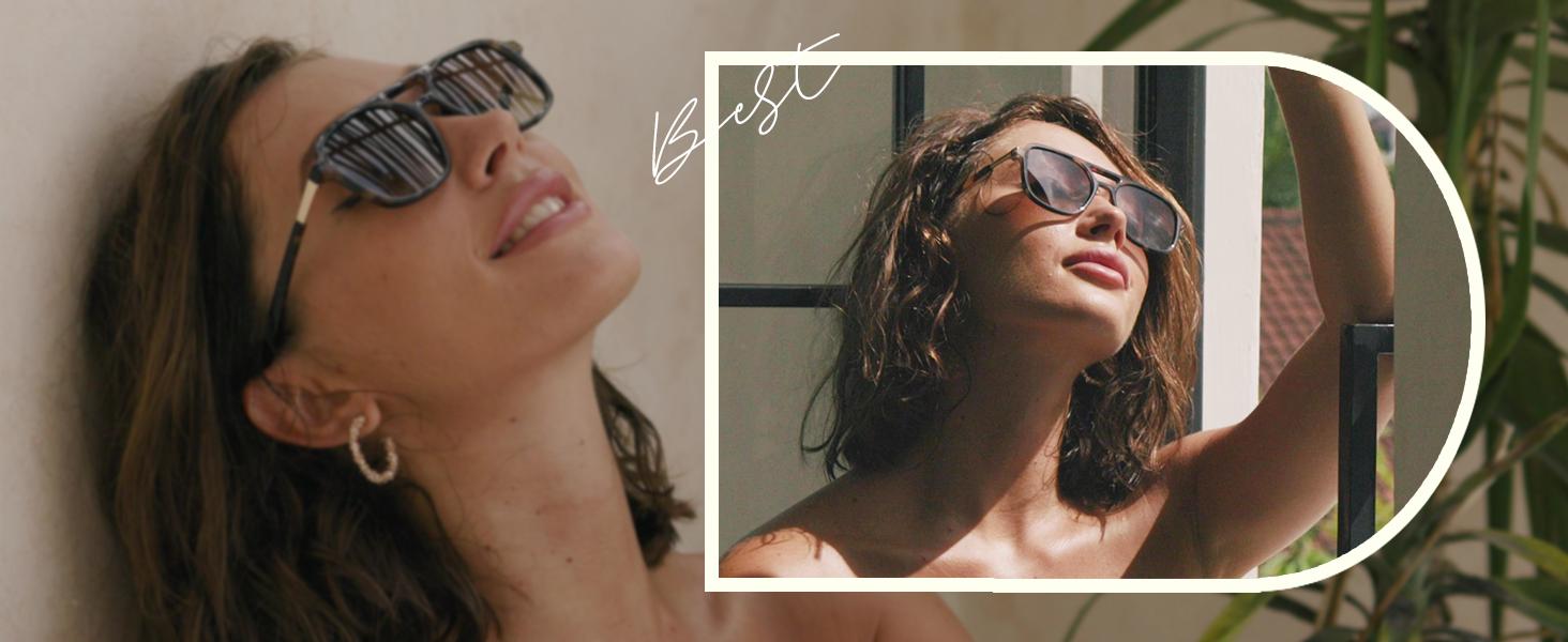 SOJOS Retro Aviator Sunglasses for Women Men,Trendy Rectangle Womens Mens Shades Sun Glasses SJ2202