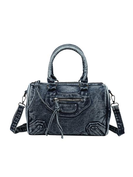 Vintage Denim Motorcycle Bag Large Capacity, Denim Shoulder Purse, Casual Crossbody Shoulder Bag for Women, Trendy Handbag for Work and Vacation