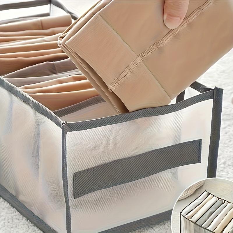 Transparent plastic fiber drawer organizer box with smooth drawers and a sturdy frame - foldable space-saving storage box with label holder, suitable for wardrobes and under beds - organizes shirts, jeans, underwear, and socks