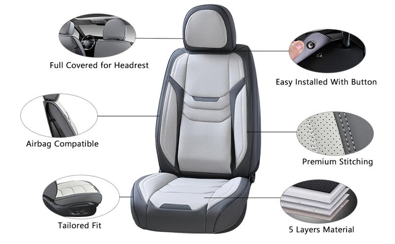 【Coverado】 Faux Leather 5 Seats Car Seat Covers Full Set Front and Back Auto Seat Protectors Waterproof Universal Fit【D236 SCU10】 forros para full coverage BlackFriday