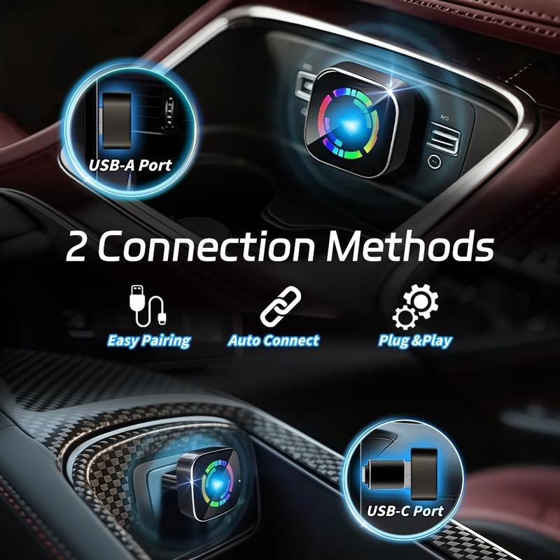 Wireless Carplay Adapter for iPhone Android Devices, Universal Compatibility, Fast Connection Zero Latency Hands-Free Calling Charging, Wireless Carplay Converter