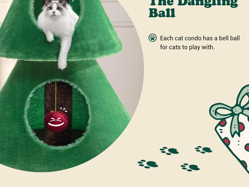 Allewie Christmas Tree Cat Tower for Indoor Cats - 67 Inch Holiday Themed Cat Activity Center with Plush Perch & Condo, Xmas Party Decoration,#TikTokShopfalldealsforyou