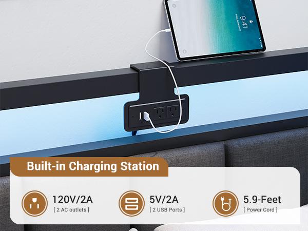 Hasuit Corner Bed Frame with Storage Drawers, Twin Daybed with Line Fabric Upholstered Fence, Kids Bed Unit with LED Light and Charging Station, Modern Bed Frame Twin Size