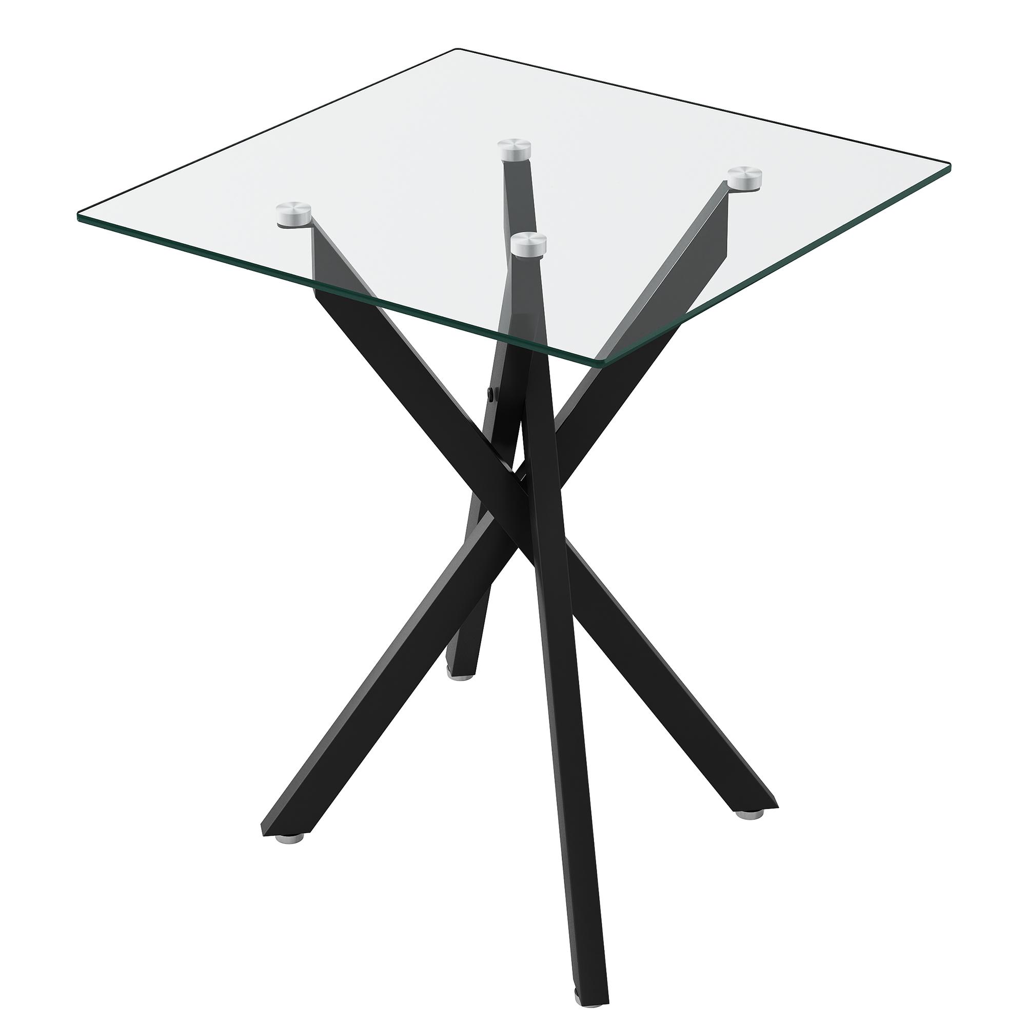 2-Piece Square Tempered Glass Side Table | 17.72" Clear End Tables set of 2 with Golden/Black/Silver Legs for Sofa/Bedroom