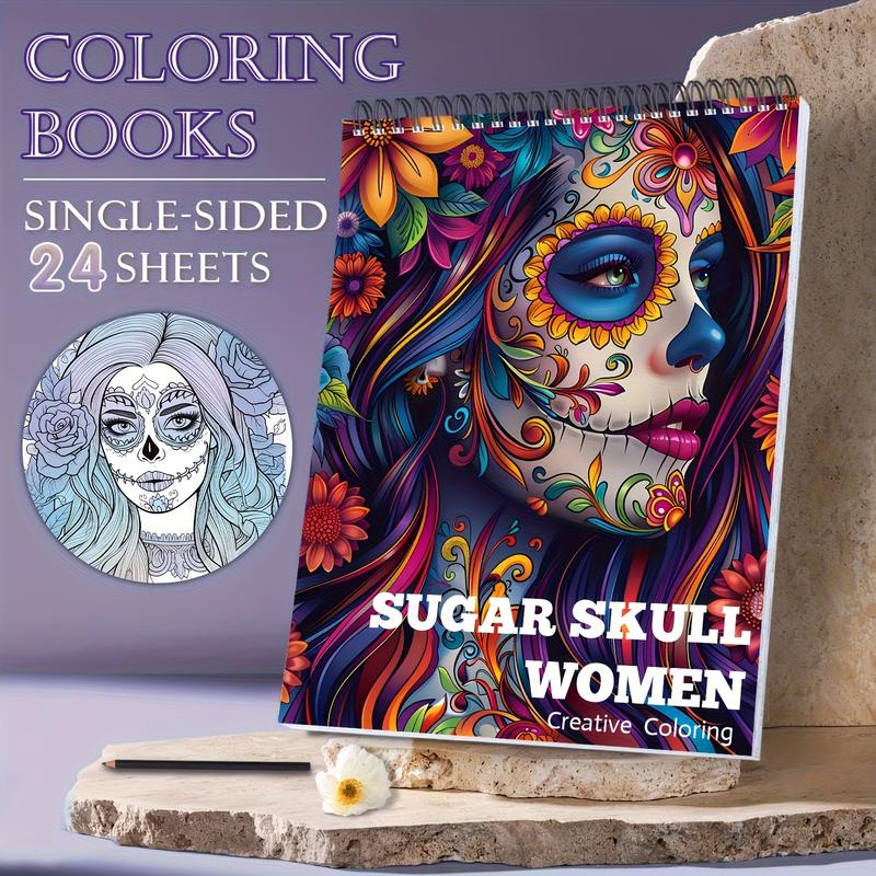 24-Page Stress Relief Coloring Book, Thick 160g Paper, Spiral Bound, Ideal for Home and Outdoor Use, Fun and Simple Coloring Experience