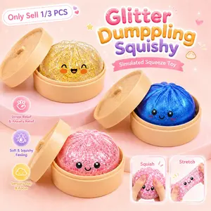 1/3 PCS Glitter Dumpling, Dumpling Squishy, Squeeze Toy, Dumplings Stress Balls Fidget Sensory Balls, Anxiety Squishies, Stress Relief Tools, Squishies Dumpling Toys for Teens & Adults