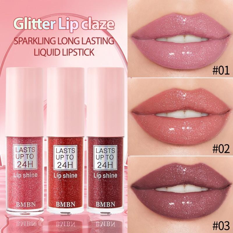 3pc/1pc Long-Lasting Highlight Lip Gloss Set, Includes Moisturizing, Refreshing, Lightweight, Rich Lip Glosses, Nude Lip Liner, Non-Sticky Liquid Lipstick Series