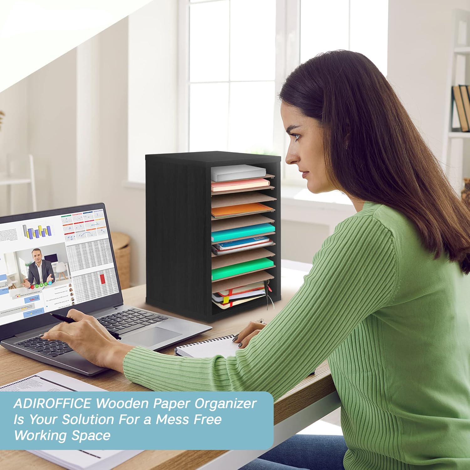 Vertical Desktop Organizer Rack with 11 Slots, Mail Sorting Stand, PVC Paper Classification Shelf, Adjustable Layers, Home Office Storage