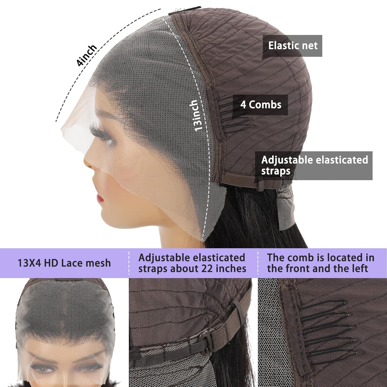 Lalula 10 Inch Bob Wig Human Hair 13x4 HD Lace Front Wigs Human Hair Pre Plucked Short Bob Wig Lace Frontal Wigs for Black Women 180% Density Straight Human Hair Wig Natural Color