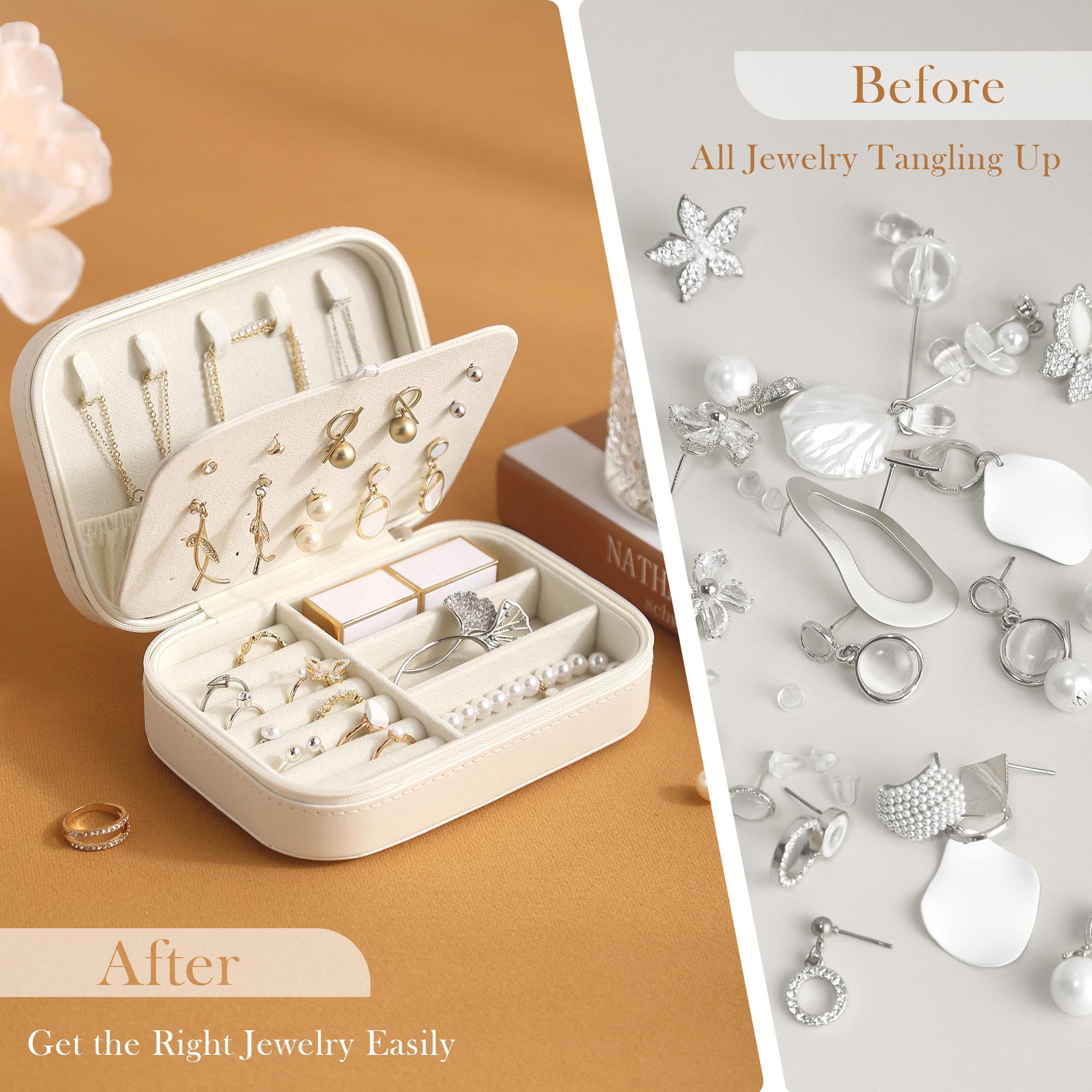 Travel Jewelry Organizer, 1 Count Summer Portable Lightweight Small Jewelry Storage Case with Zipper, Durable Storage Organizer, Summer Gift, Summer for Gift, Accessories Box, Multifunctional Storage