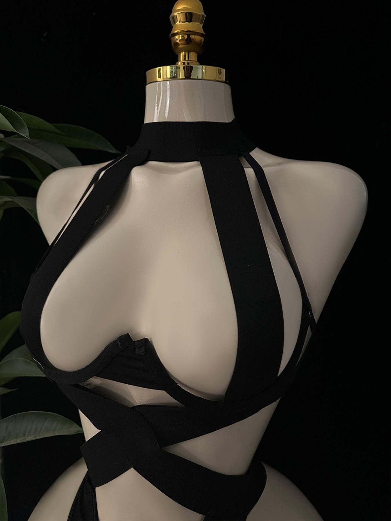 Sexy One-Piece Bodysuit, Steel Support, Small Chest, Waist Cinching, Tight Stockings, Hollow Out Design, Slim Women's Underwear