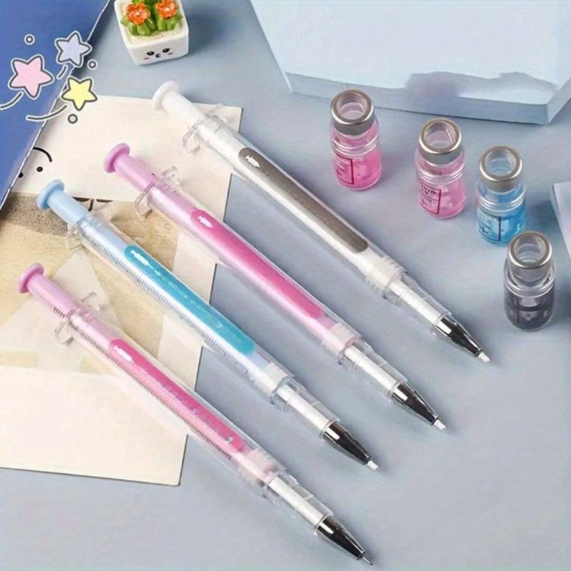 3pcs, syringe-shaped gender-neutral pen, novel decompression signature ball pen, medical vaccine-themed writing tool suitable for nurses, doctors, and students