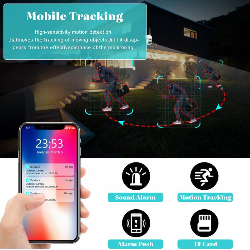 Wireless Wifi Security Camera System Outdoor Home 5G 1080P HD Night Vision Cam Surveillance Outdoor Security Cameras, Wi-Fi Wireless 1080P Dome Home Cam with Phone App, 360°View Pan/Tilt, Color Night Vision, 2-Way Audio, IP66 Waterproof, Motion Detection