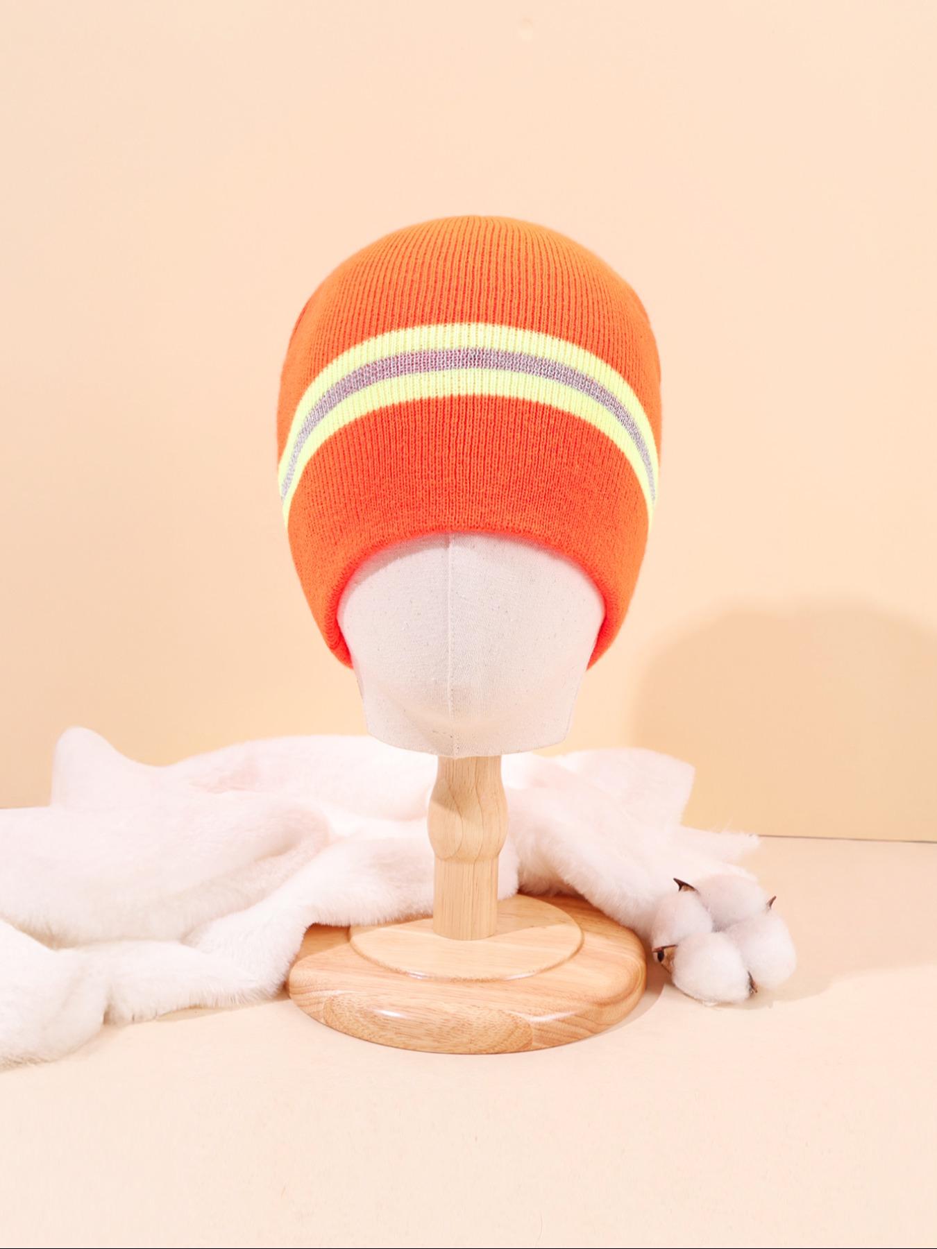 Cold Weather Beanie with Reflective Strips, Fitted Stripe Design for Men & Women, Ideal for Running Hiking Cycling, Fall/winter Essential