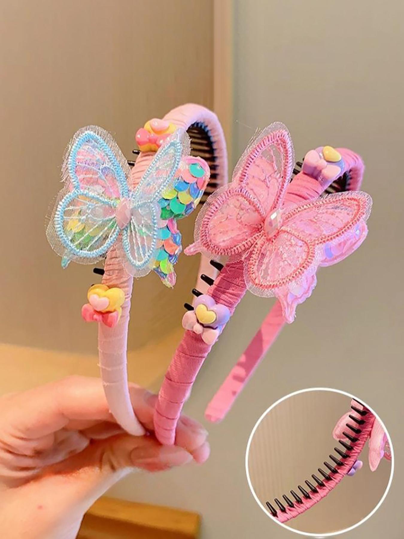 Cute Butterfly & Flower & Heart Design Hair Hoop, Colorful Sequin Decor Hair Hoop, Non-slip Headbands, Fashion Hair Accessories for Girls & Women, Unique Gifts for Women, Abs Material