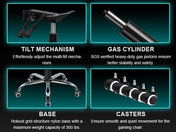 GTPLAYER Gaming Chair, Computer Chair with Bluetooth Speakers, High Back Ergonomic Office Chair Desk Chair with Lumbar Support, Height Adjustable Game Chair with Footrest 330LBS, Comfy Seat, Cool Chair