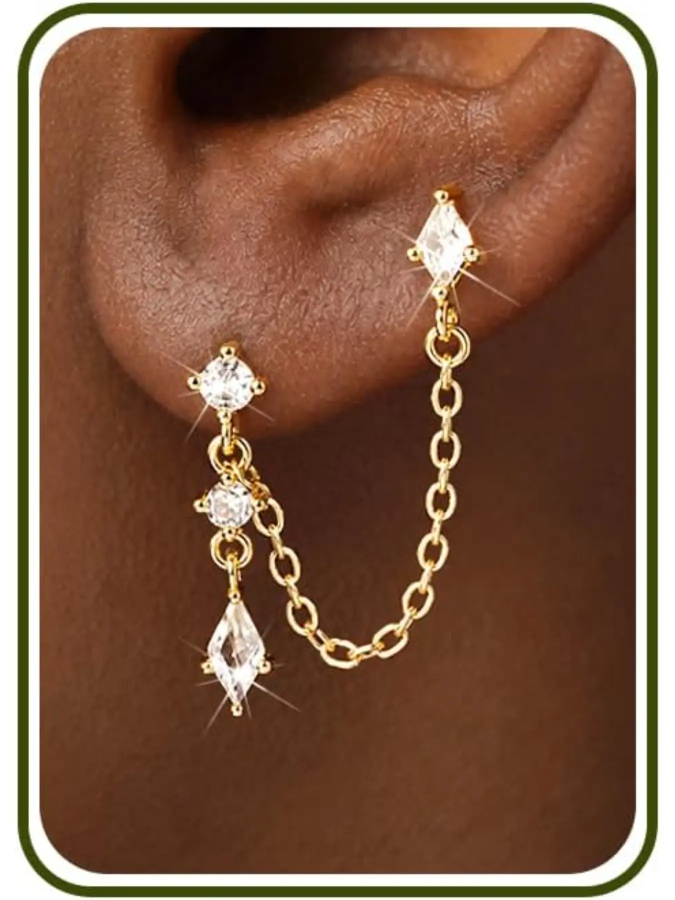 Chain Earrings for Women, Dangle Hoop Earrings Sets for Women, Dainty Pearl Dangle Hoop Earrings, Mismatched Threader Stud Earrings Stack