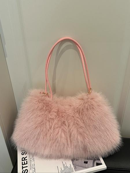 Women's Lightweight Plush Bag, Soft Handbag for University & Office Use, Perfect for Autumn Winter Seasons, Casual Daily Carryall, Elegant Shoulder Bag