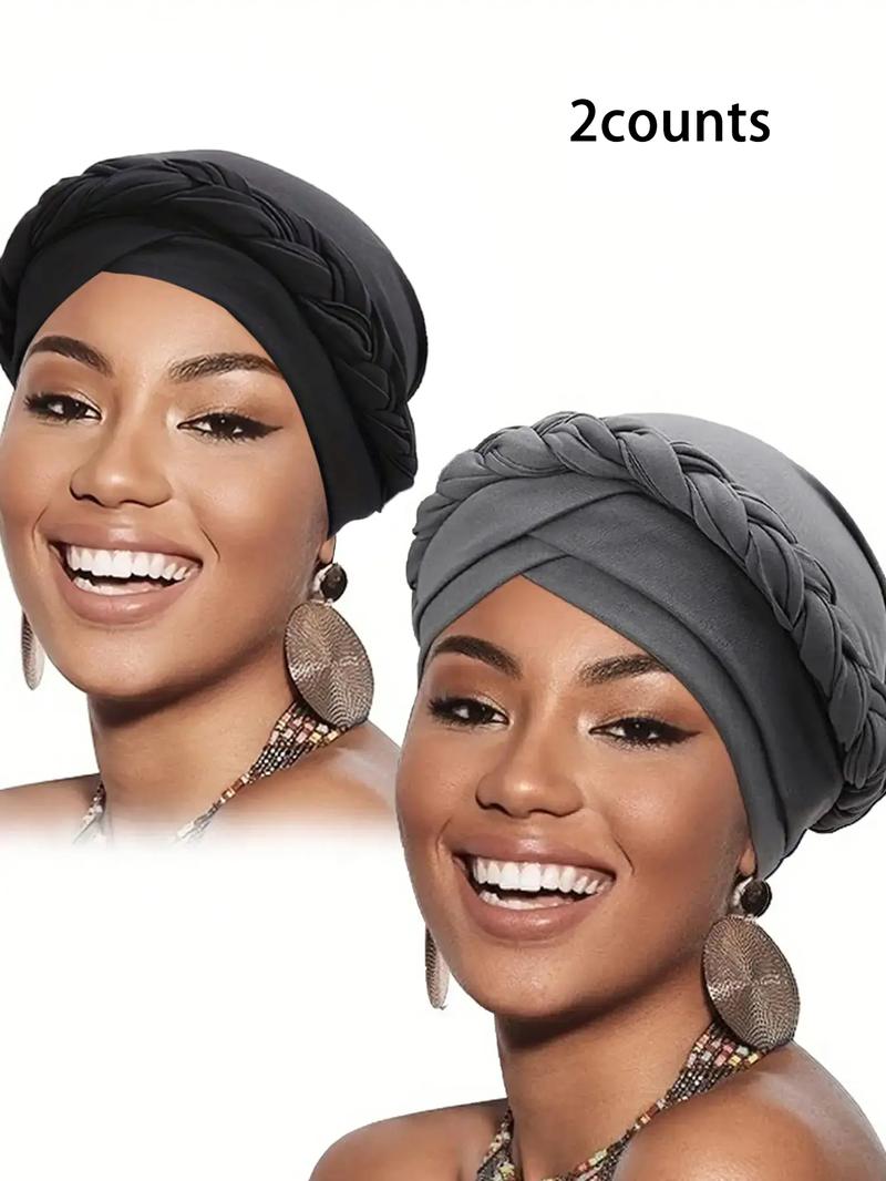 Women's Simple Style Plain Color Braided Design Turbans, 90s Vintage Hats for Women, Beach Essentials, Casual Trendy Hair Bonnet, Fashion Hair Accessories for Daily Use, Fashion Matching Hat