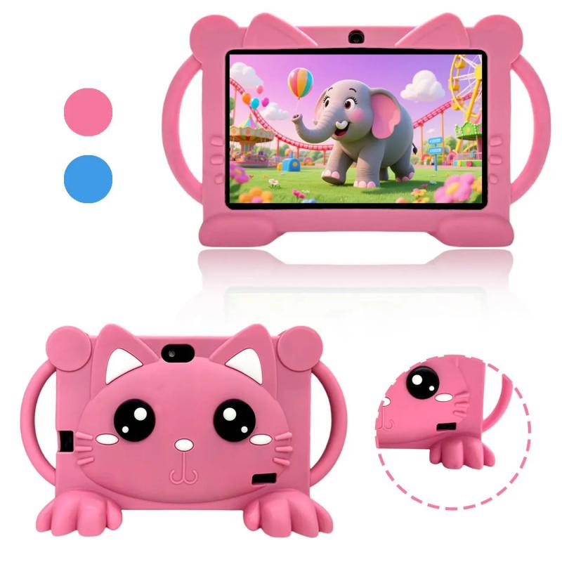 7-inch Android tablet, Learning tablet, education and entertainment all-in-one, portable, suitable for multiple scenarios, with parental control feature, children's soft silicone tablet, best birthday gift