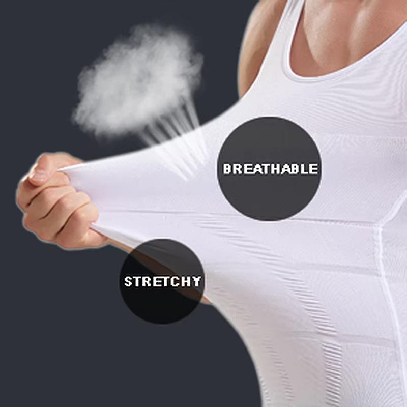 high quality Men's Body Shaper Shirt Tummy Vest Thermal Compression Base Layer  Muscle Tank Top Shapewear sauna vest