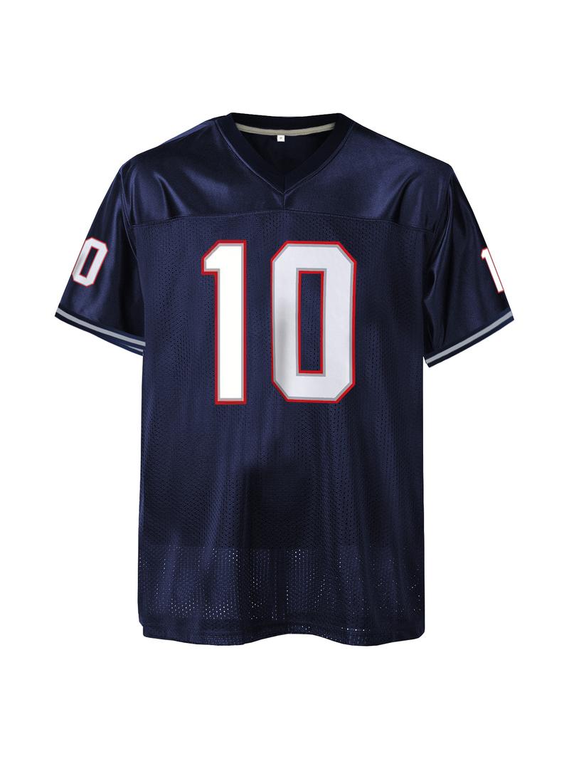 Men's American Football Jersey-Breathable & Embroidered, Patriots #10 #12 Rugby Jersey,V-Neck, Short Sleeve, Loose Fit for Casual, Streetwear &Sports Activities, Jersey Shirts, Jersey Top