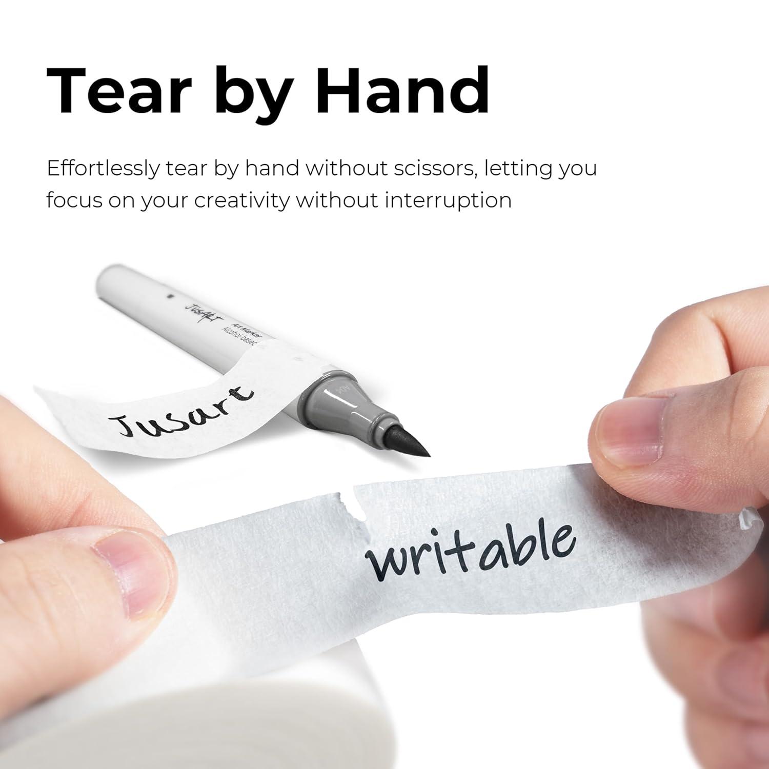 [JusArt] Artist Tape for Watercolor Paper, 1/2 inch Wide 200FT Long, White Art Tape for Masking, Drafting and Painting, Acid Free, Low Tack