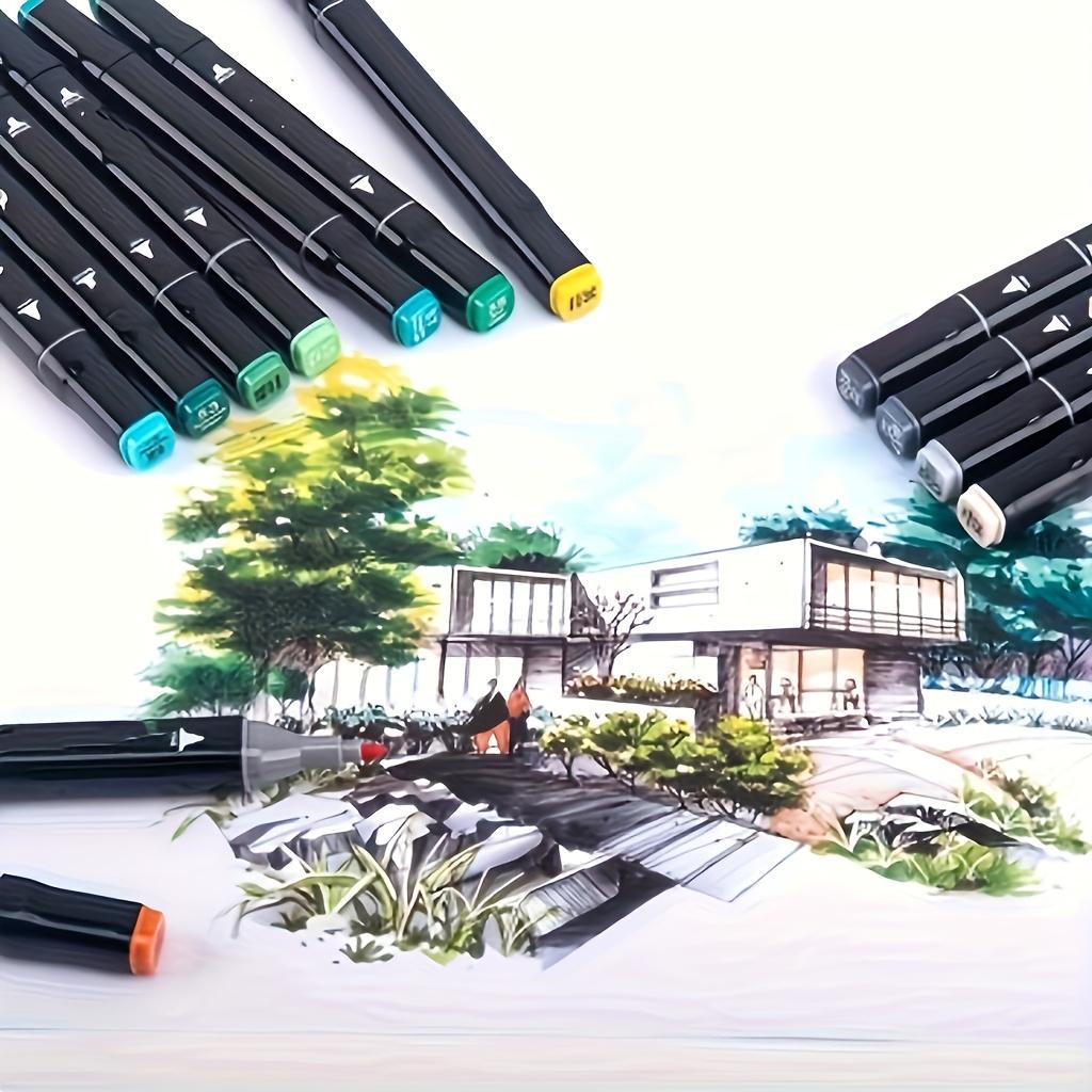 36-color double-headed marker pens, marker pens, dual-use for thick and thin lines, quick-drying type, suitable for painting and hand-drawing, with smooth color rendering and no ink bleeding through paper