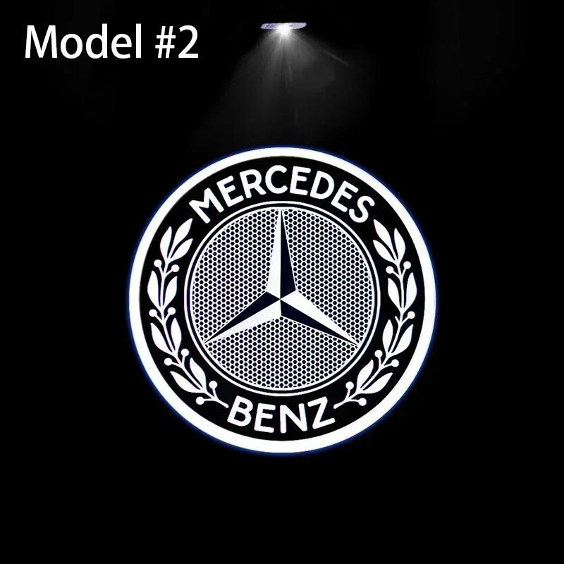2PCS For Mercedes Benz AMG A B C E Class W205 W176 W177 W246 W212 W213 W166 W167 X253 C117 W117 C205 A205 C207 A207 C218 GLA GLC GLE GLB GLE GLS CLA CLS Auto Accessories LED Car Door Light Logo Welcome Light Projector Lamp Led Car Lights