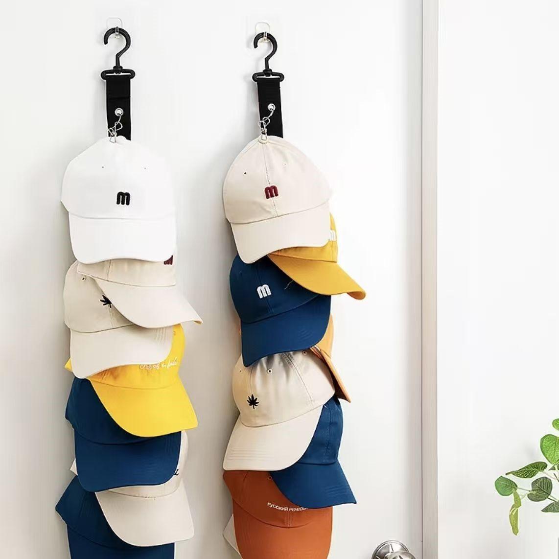 1pc，Wall-Mounted Hat Organizer with 8 Clips, Large Capacity Multi-Functional Storage for Home and Closet, High-Quality Hat Collector Box