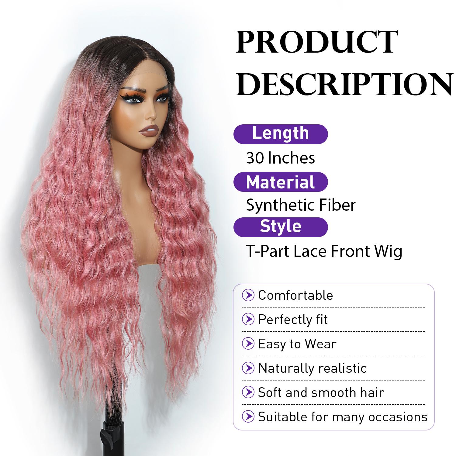 Style Icon 30'' Long Wavy Body Wave Deep Middle Part Lace Front Wigs 150% Density Heat Resistant Synthetic Hair Wigs Cosplay