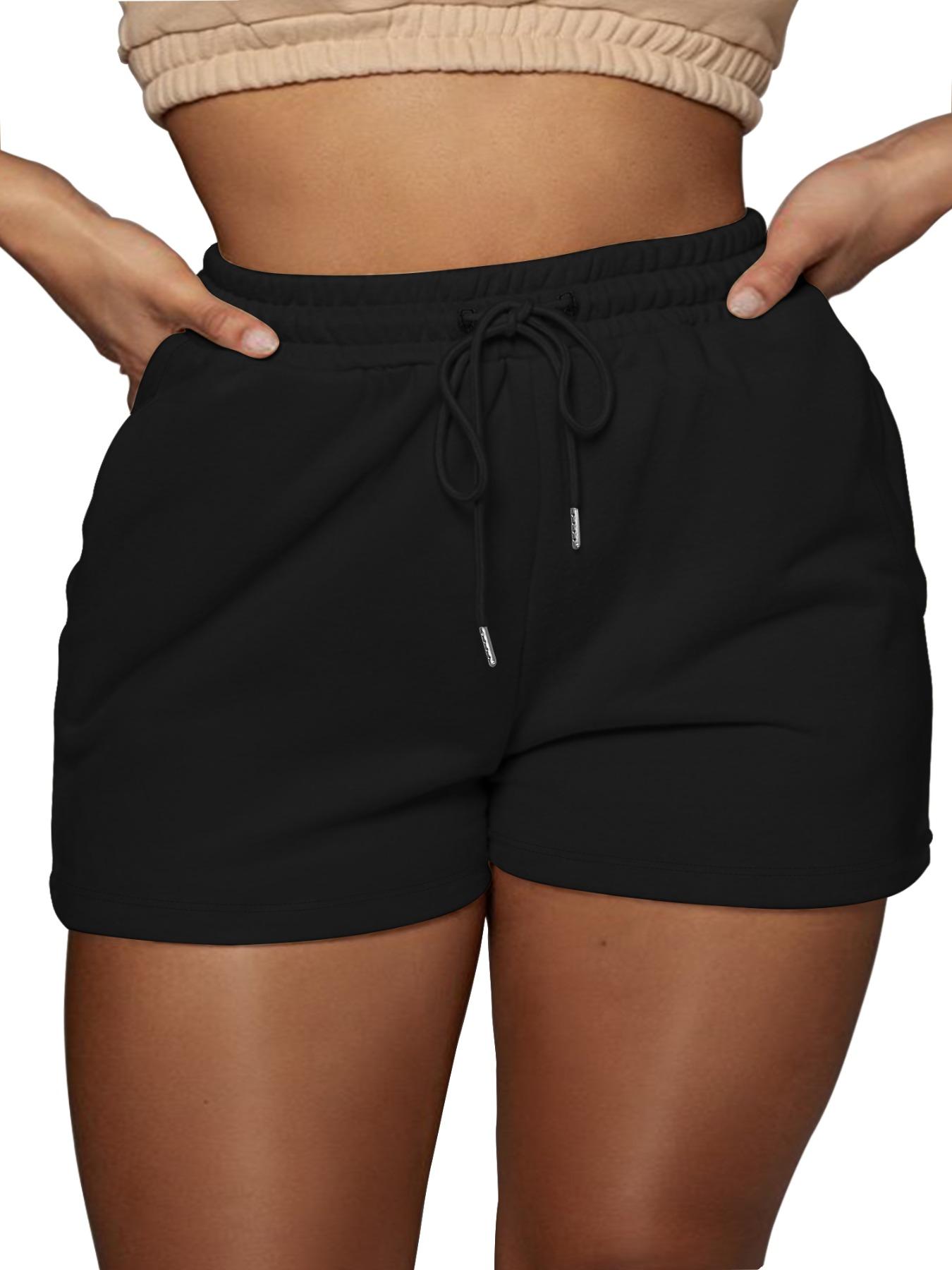 【Plus Size】 Solid Drawstring Waist Shorts, Casual Comfy Breathable Minimalist Shorts for Daily Outdoor Wear, Women's Bottoms for Summer, Athleisure Casual Shorts