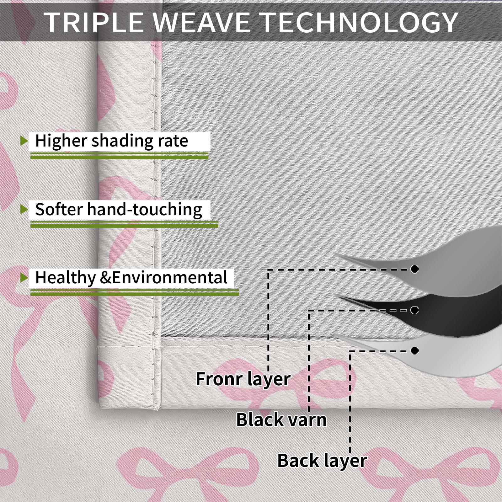 2Pcs Pink Romantic Ballet Bow Alphabet Blackout Curtains, 85% Light Blocking, Easy Open & Removable, for Home Dorm Hotel Room Decor, Perfect for Housewarming Birthday Christmas Gifts