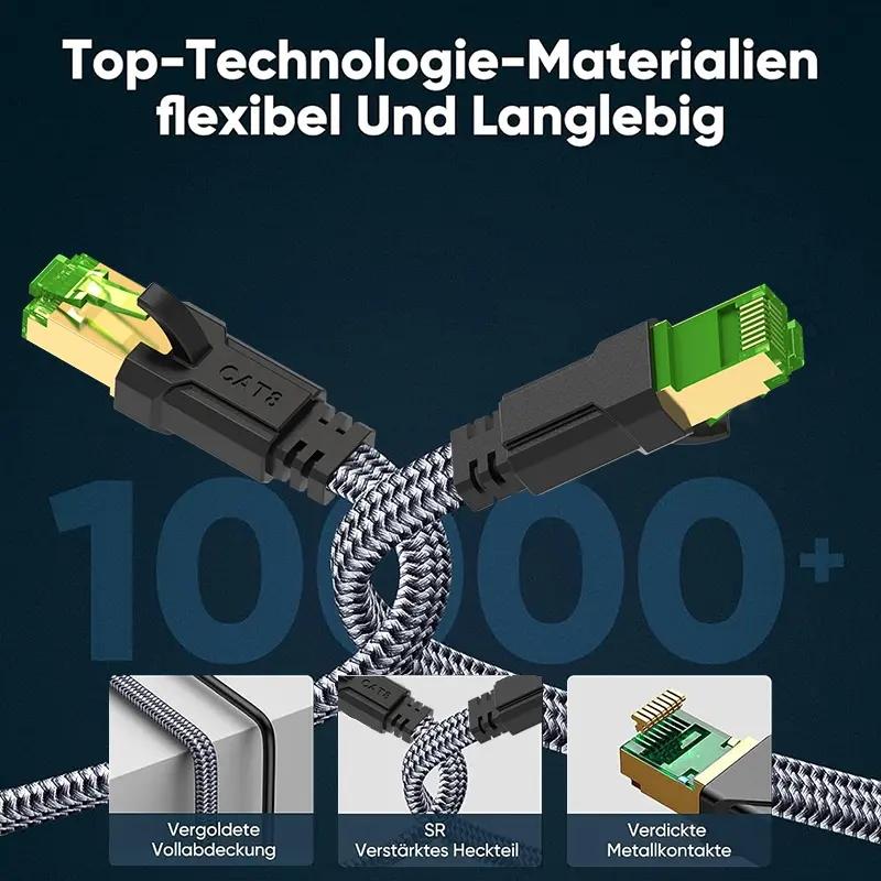 Cat8 Ethernet Cable, 40gbps High-Speed Transmission, 2000mhz Bandwidth, Ideal for Gaming Pcs, Gaming Ethernet Cable,Routers, Low Latency, Smooth Network Performance, Network Cord