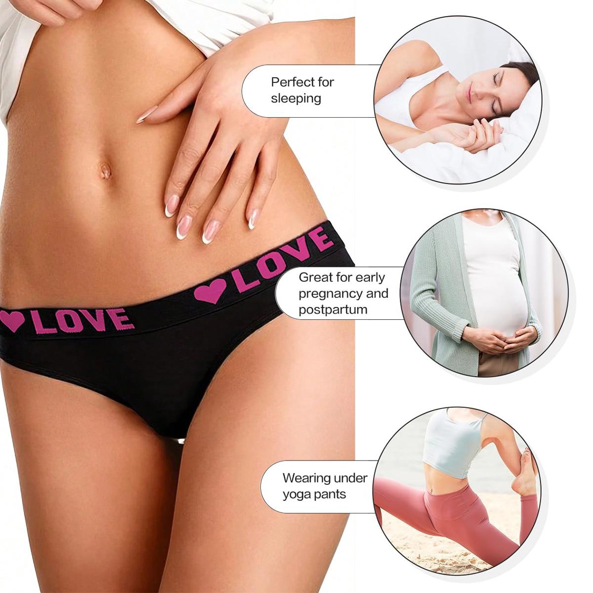 24-Pack LOVE Waistband Briefs,Women's Cotton Panties,Sexy Low-Waist Solid Color Briefs,Comfortable And Breathable Sports UnderwearComfortable And Breathable Sports Underwear SpringStatements