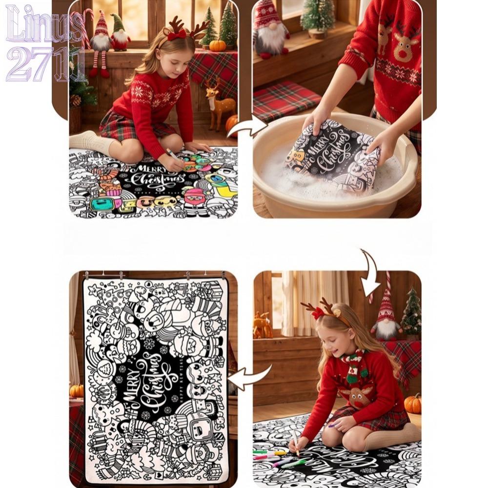 DIY Christmas Coloring Blanket for Kids, Soft Sherpa Fleece Graffiti Throw Blanket, Washable Color Your Own Art Blanket, Parent-child Interactive Craft Activity Supplies, Creative Christmas Family Game Toy, Custom Handmade Holiday Decor, Fun Educational G