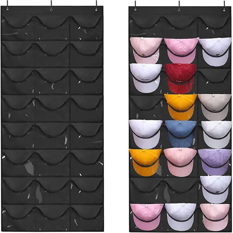 Hangable Hat Storage Organizer, 1 Count Punch Free Multi Grid Hat Organizer, Hanging Hat Storage Rack for Door & Wardrobe, Summer Essentials Home Organizer for Room, Bedroom Furniture Decorative Accessories, Hat Holder Hanger