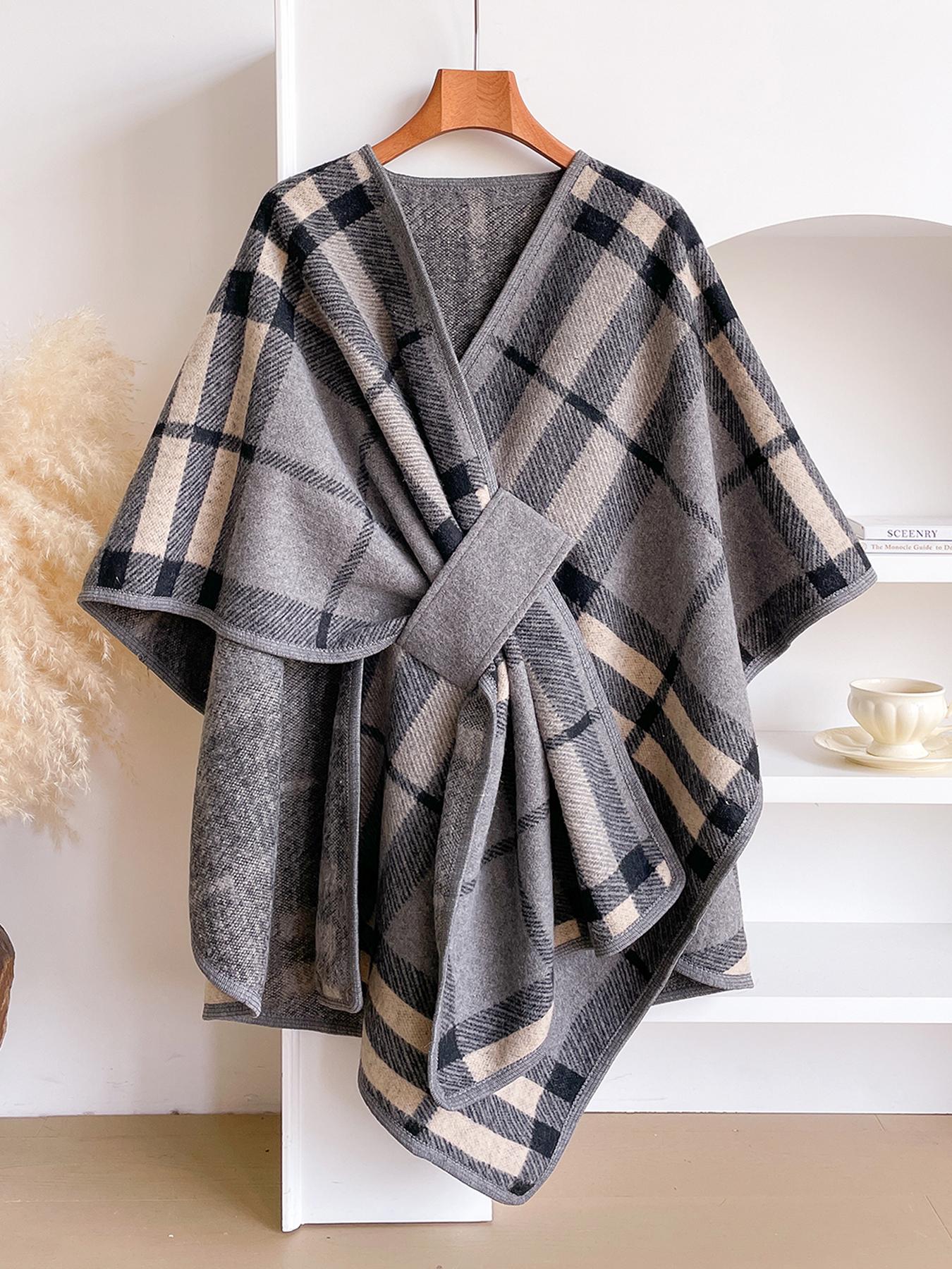 Women's Fashion Casual Plaid Shawl, Soft Woven Fabric, Warm Fall & Winter Accessory, Stylish Print Wrap, Perfect Holiday Gift