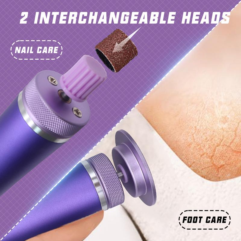 2 in 1 Electric Foot File, Rechargeable Foot Callus Remover, Professional Foot File Tool, Portable Foot Care Tool, Rechargeable Pedicure Tool