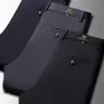 3-Pack Men's Loose Straight Leg Elastic Formal Pants, Casual Business Wear, All Seasons, High Waist, Ankle Length, Button Fly