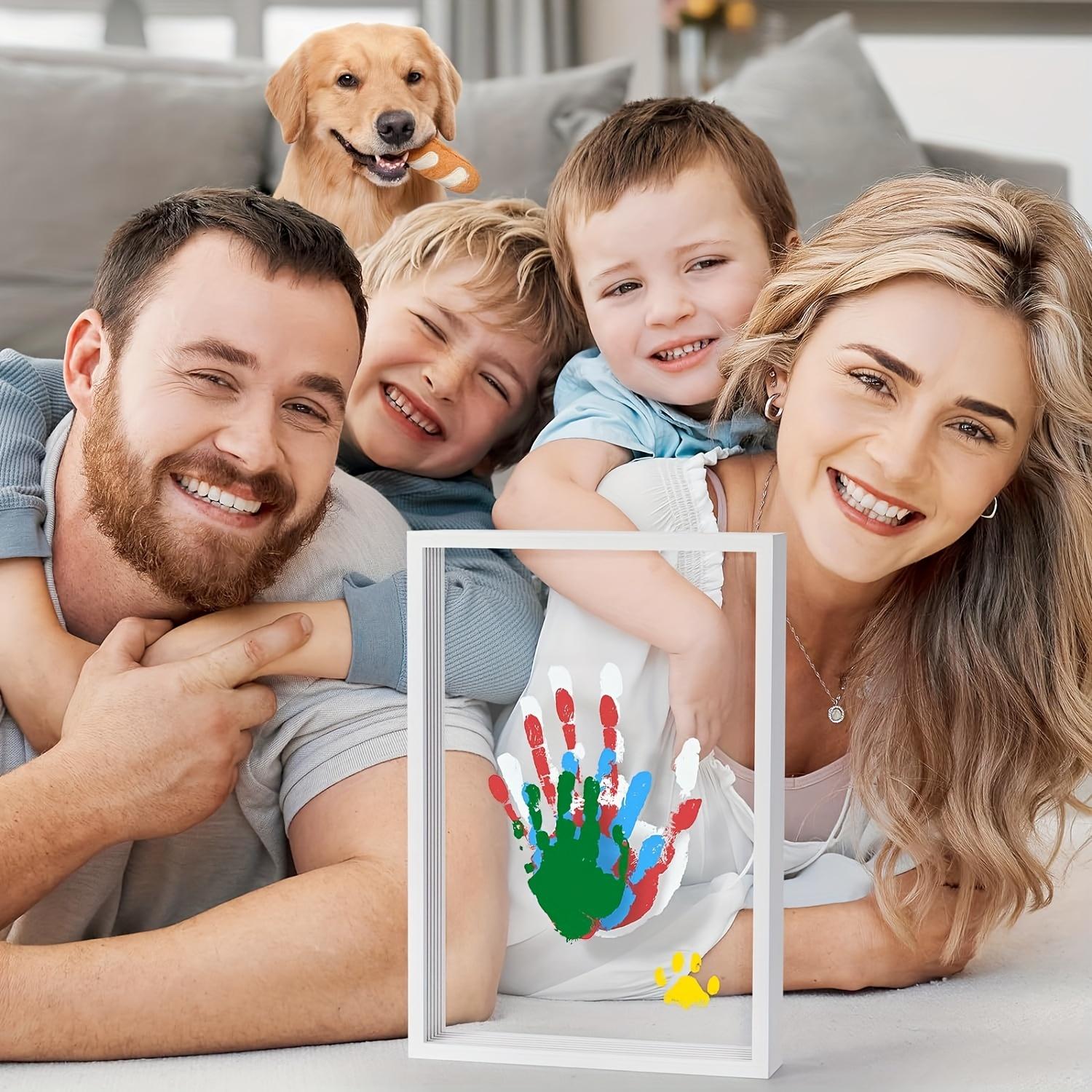 Thanksgiving/Cyber Monday/Christmas/New Year Gift 🎁 Family Handprint DIY Kit - Wooden Keepsake Frame with 6 Acrylic Paints for New Parents