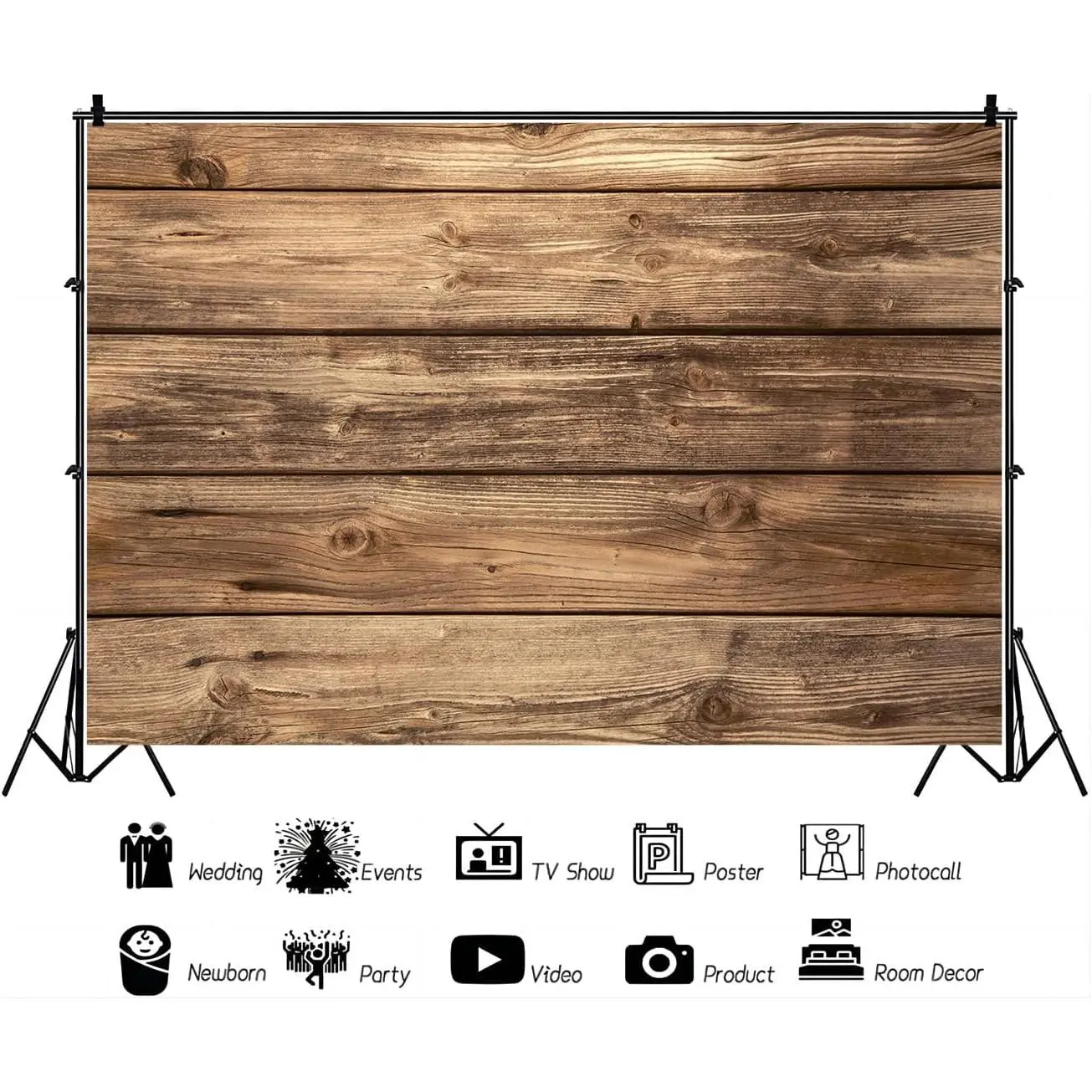 1pc Lightweight Rustic Wood Wall Backdrop, Natural Brown Wooden Board Print for Baby Shower, Christmas Party Decor, Gift for Room Cake Table Banner, Photo Booth Prop