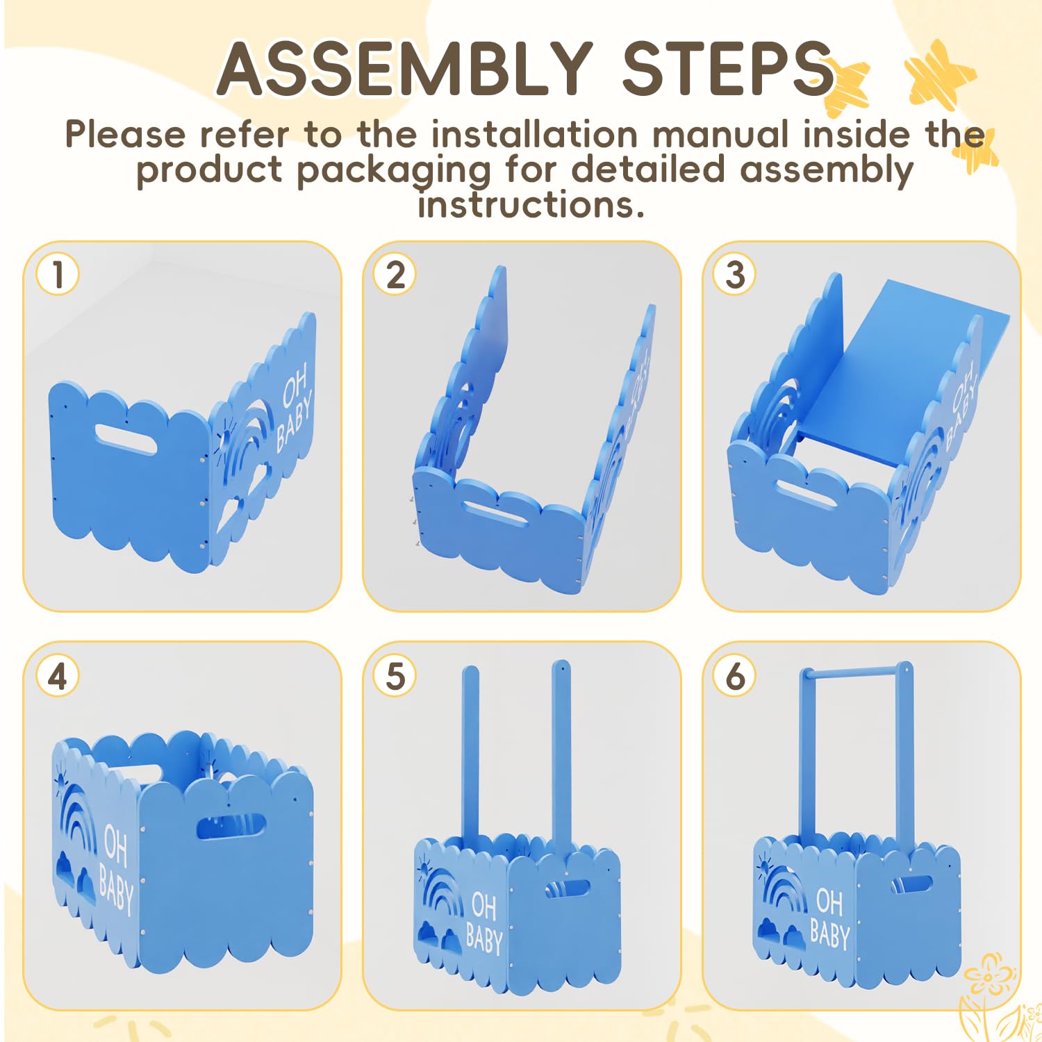 Wooden Shower Crate Closet, Wood Hamper Gift Basket, Boys and Girls Shower Basket, Welcome Gifts, Pregnancy Gifts for New Parents, Blue