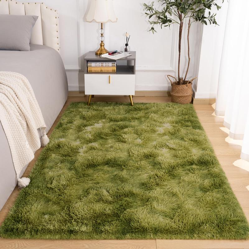 【Deals for You Days】Tie-Dyed Fluffy Shag Rug Area Rugs for Living Room Nursery Dorm Anti-Skid Soft Modern Plush Aesthetic Room Decor Floor Protection