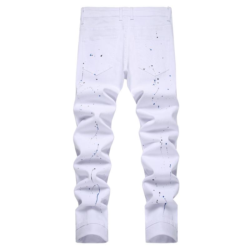 Men's Slim Fit Jeans Ripped Skinny Jeans for Men, Fashion Biker Jeans Stretch Moto Denim Pants Menswear Casual