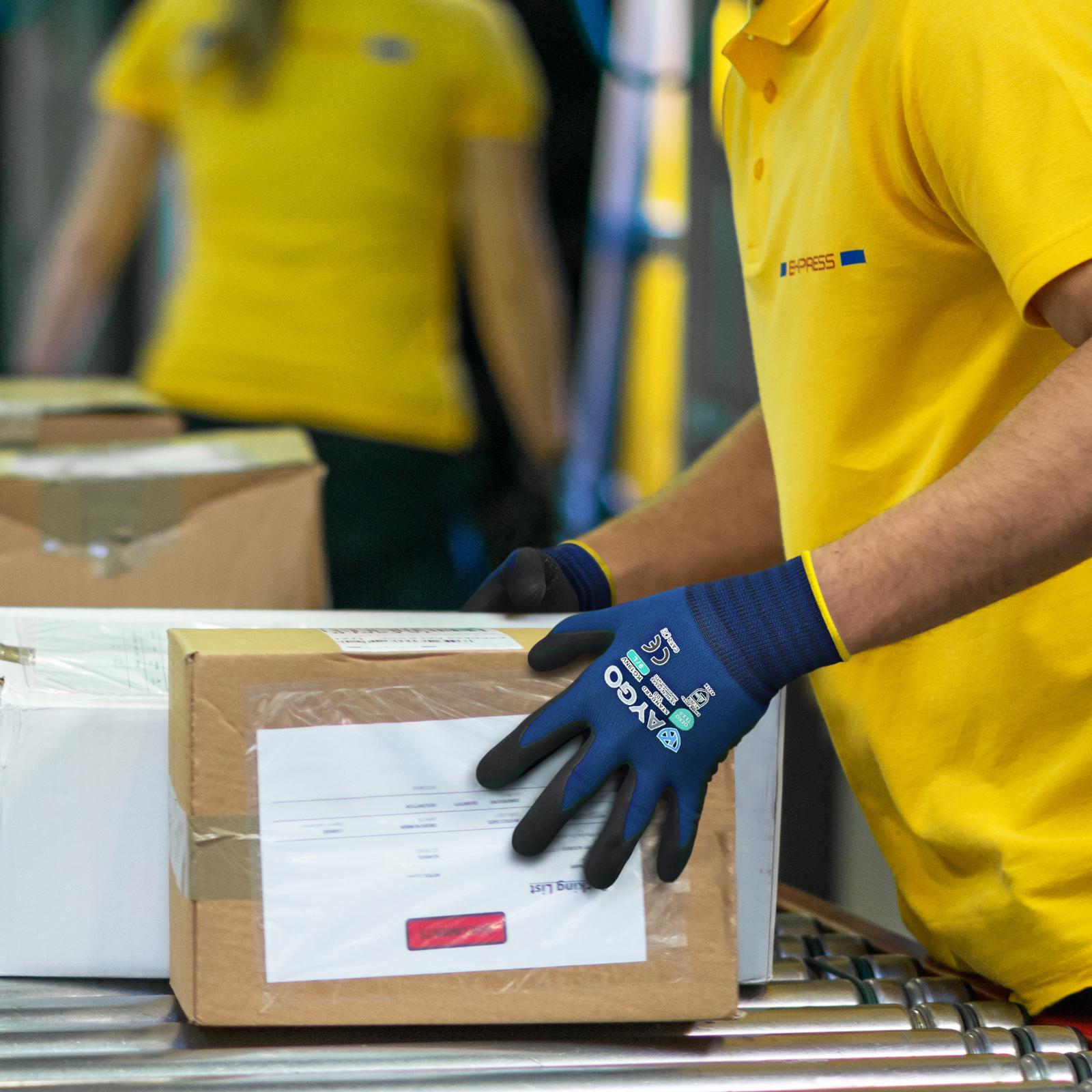 KAYGO Work Gloves MicroFoam Nitrile Coated KG19NB, Seamless Knit Nylon Safety Work Gloves with Micro Dots on palm, Ideal for General Purpose, Automotive, Home Improvement, Painting Protector