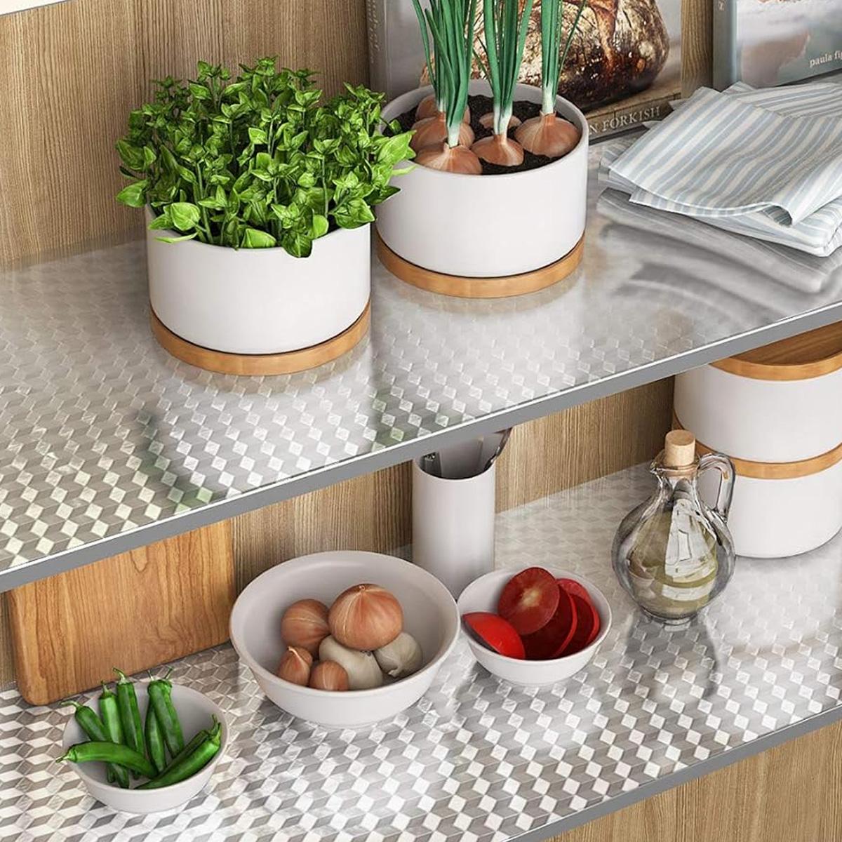 Kitchen Oil Proof Wall Sticker – Self Adhesive Waterproof Aluminum Foil Backsplash Cover, Heat Resistant Anti Grease Wallpaper for Stove, Countertop, Cabinets & Kitchen Wall Protection, Easy to Clean & Install