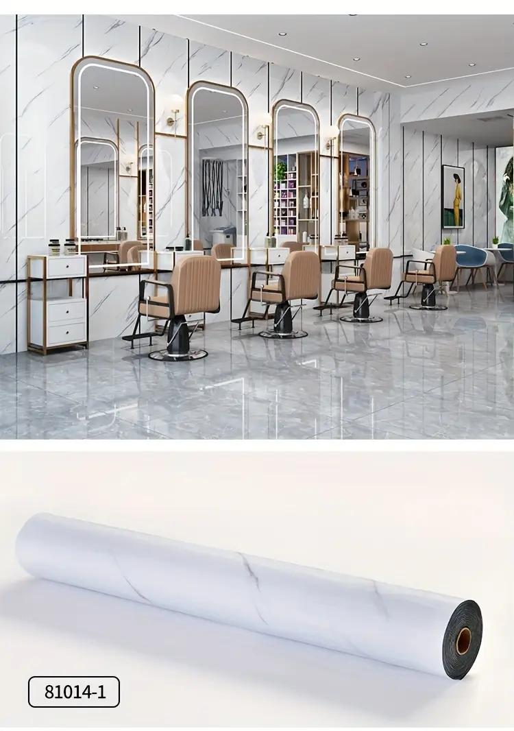 1/2 Roll Marble Design PVC Floor and Wall Tiles | Self-Adhesive Peel and Stick Floor, White/Grey/Black Marbleile Design, Wooden Floor, Peel and Stick Vinyl Flooring for Bathroom, Kitchen, Bedroom, Living Room - Home Decor Decorative Tiles