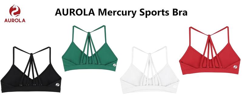 AUROLA Mercury Collection Workout Sports Bras Women Print logo Athletic Removable Padded Backless Strappy Minimal Top